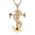 Hip-hop Necklace Factory - Cross Pendant Micro-Embedded Colorful Zircon Unisex Trendy