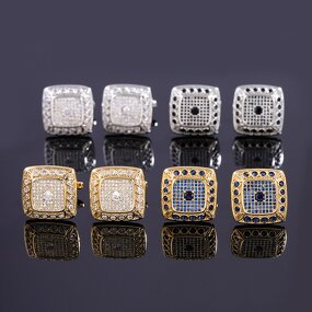 Men's Cufflinks Manufacturer - Square Diamond Zircon Crystal French Shirt Suit Buttons Hot Sale