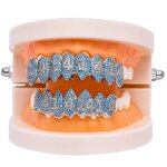Gold Teeth Manufacturer - Hip Hop Gold Braces Halloween Gift Funny Hiphop Hollow Micro Inlaid Zircon