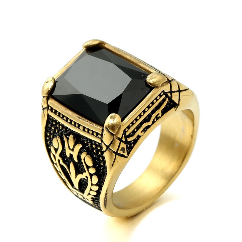 Titanium Steel Ring Factory - Vintage Punk Multicolor Gemstone Tulip 316 Stainless Steel Resizable