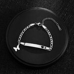 Black Gold Bracelet Manufacturer - Cross-Border Fashion Titanium Steel Brushed Curved Tag Engravable