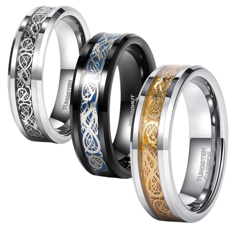 Wood Grain Tungsten Ring Manufacturer - Fashion Inlaid Wood Sticker Wide 6/8mm Unisex Couple