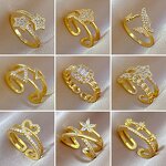 Zircon Ring Manufacturer - Genuine Gold Plating Adjustable Open Design Simple Trendy