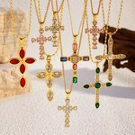 Cross Pendant Necklace Factory - Women's Stainless Steel Retro Light Luxury Simple 18K Chain