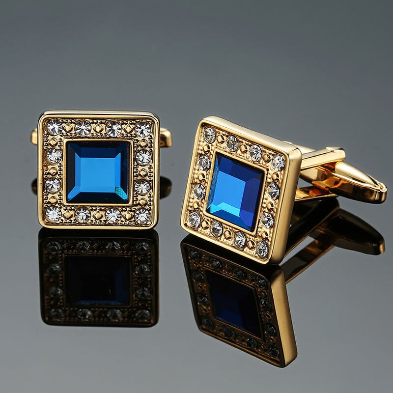 Beaded Cufflinks Factory - Gold Silver Round Shell Zircon Rose Square French-style Shirt