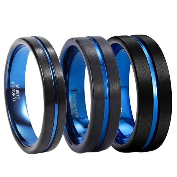 Tungsten Ring Factory - New Trendy 8mm Black Sandblast Bottom Broken Aluminum Slag Surface Engagement