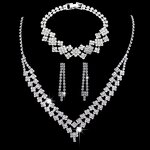 Jewelry Set Manufacturer - New Wholesale Metal Inlaid Diamond Necklace Earrings Bridal Set