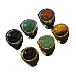 Natural Stone Ring Factory - European American Stainless Steel Gold Plated Trendy Oval Couple