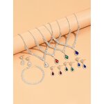 Jewelry Set Manufacturer - New Wholesale Metal Inlaid Diamond Necklace Earrings Wedding Bride