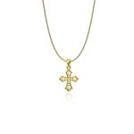 Children's Cross Necklace Factory - Stainless Steel Gold Plated Diamond Pendant Figaro Chain