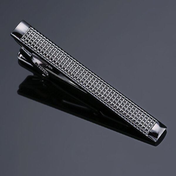 Tie Clip Set Factory - Ship Anchor Saxophone Laser Checkered Rectangle Glossy Cufflink Set