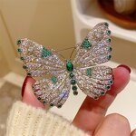 Butterfly Brooch Manufacturer - Full Diamond Elegant Emerald Corsage Heavy Industry Coat Pin