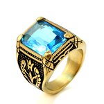 Titanium Steel Ring Factory - Vintage Punk Multicolor Gemstone Tulip 316 Stainless Steel Resizable