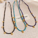Natural Stone Necklace Manufacturer - Geometric Beaded Ethnic Style Niche Retro Clavicle Chain