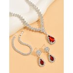 Jewelry Set Manufacturer - New Wholesale Metal Inlaid Diamond Necklace Earrings Set Combination