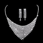 Jewelry Set Manufacturer - Brilliant Full Diamond Zircon Water Drop Necklace Earrings Shooting