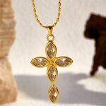 Cross Pendant Necklace Factory - Women's Stainless Steel Retro Light Luxury Simple 18K Chain