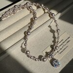 Zircon Necklace Factory - Manta Rose Zircon Fragmented Silver Pearl Light Luxury Gradient Beaded