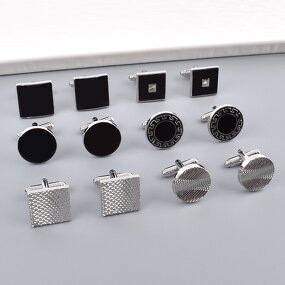 Men's Cufflinks Manufacturer - Cross-border High-quality Luxury Fashion Gold Silver Gray Square