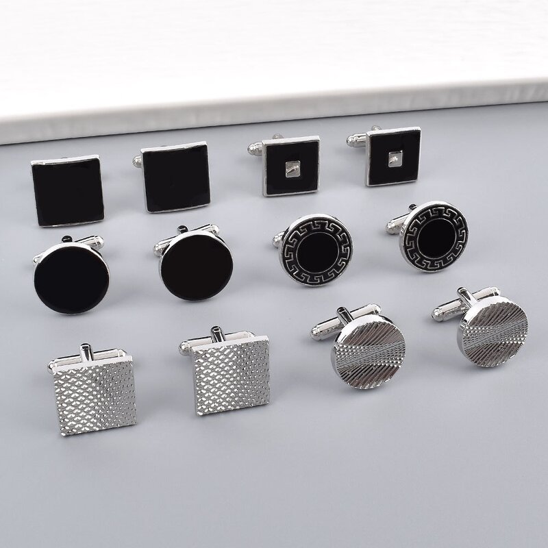 Men's Cufflinks Manufacturer - Cross-border High-quality Luxury Fashion Gold Silver Gray Square