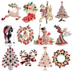 Children's Brooch Factory - European American Silver Plated Zinc Alloy Christmas Tree Shoes Elk