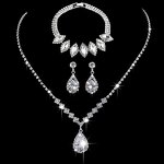 Jewelry Set Manufacturer - Brilliant Full Diamond Zircon Water Drop Necklace Earrings Shooting