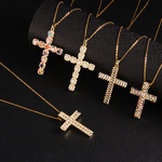 Cross Necklace Manufacturer - European American Trendy Micro-Inlaid Zircon Gold Plated Pendant