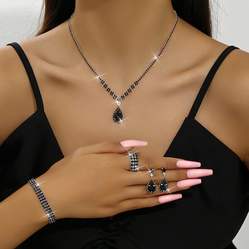 Cufflinks Factory - Flower Gemstone Personalized Hip-Hop Trendy Copper Black Stone Fashion