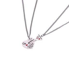 Couple Necklace Manufacturer - Korean Style Personality Stitching Kitten Hug Simple Stainless Steel