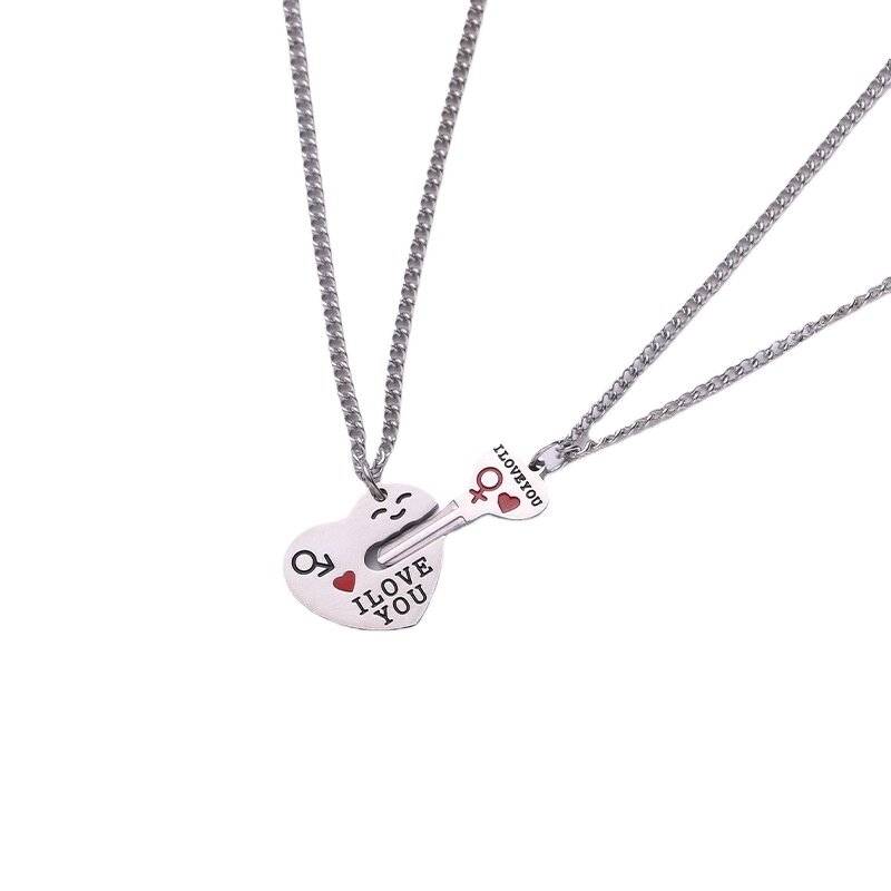 Couple Necklace Manufacturer - Korean Style Personality Stitching Kitten Hug Simple Stainless Steel