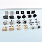 Men's Cufflinks Manufacturer - Cross-border High-quality Luxury Fashion Gold Silver Gray Square