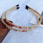 Crystal Headband Factory - K-style Fashion Handmade Beaded Super Shiny Double Row Girls Hair