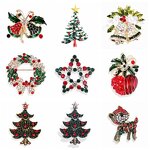 Children's Brooch Factory - European American Silver Plated Zinc Alloy Christmas Tree Shoes Elk
