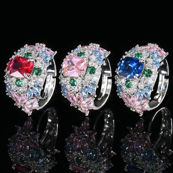 Ring Accessories Manufacturer - Colorful Gemstone Models High-End Versatile Light Luxury Women's