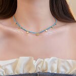 Natural Stone Necklace Manufacturer - Geometric Beaded Ethnic Style Niche Retro Clavicle Chain