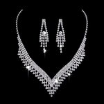 Jewelry Set Factory - Brilliant Full Diamond Zircon Water Drop Necklace Earrings Bridal