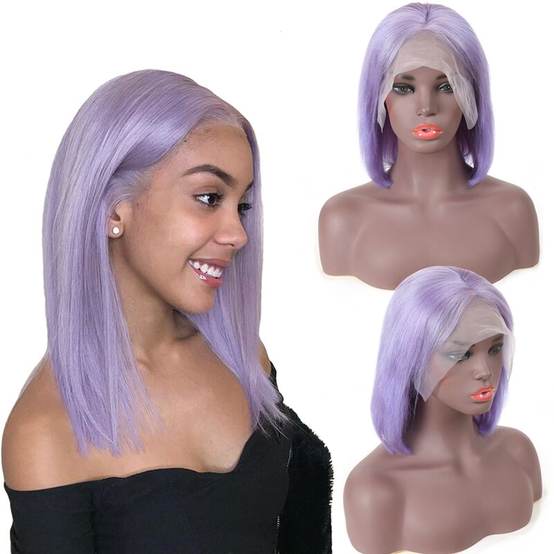 Lace Wigs Manufacturer - OEM/ODM Custom Virgin Human Hair Straight 13x4 Lace Wigs Brazilian Light Purple Bob