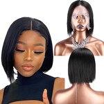 HD Lace Wig Factory - OEM/ODM Custom Middle Part Bob Human Hair Wig 8inch Brazilian Hair