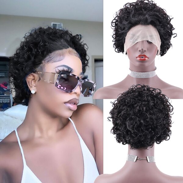 Lace Frontal Wig Manufacturer - OEM/ODM Custom Short Curly Human Hair Wig 8inch 13x4 Lace Frontal
