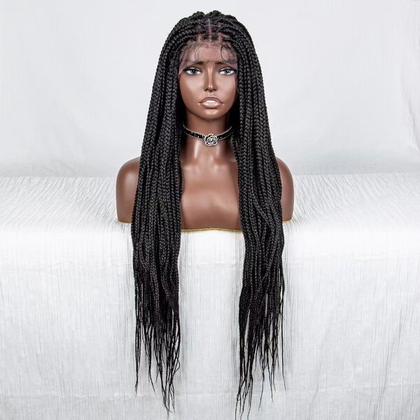 Box Braided Wigs Manufacturer - OEM/ODM Custom Synthetic Dark Brown Lace Front Wig Box Braided Wigs