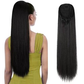 Synthetic Ponytail Factory - OEM/ODM Custom 22-inch Afro Kinky Straight Synthetic Hair Ponytail