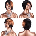 Human Hair Wig Factory - OEM/ODM Custom Wavy Straight Ombre Color Short Hairstyle Wig