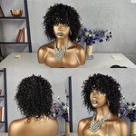 Human Hair Wig Factory - OEM/ODM Custom Kinky Curly Short Brazilian Hair Wig Dark Brown