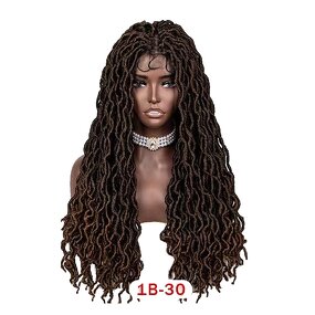 Lace Frontal Wig Factory - OEM/ODM Custom Wavy Faux Gypsy Locs Black Braided Wig