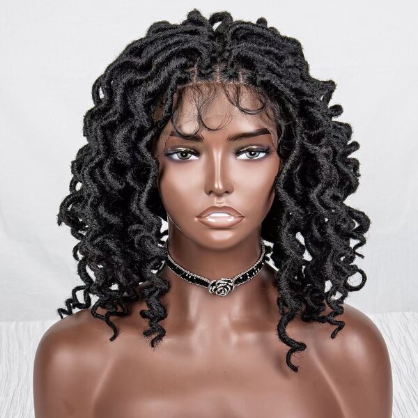 Full Lace Wig Manufacturer - OEM/ODM Custom Synthetic Faux Locs Braided Wig with Goddess Locs