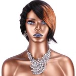 Human Hair Wig Factory - OEM/ODM Custom Wavy Straight Ombre Color Short Hairstyle Wig