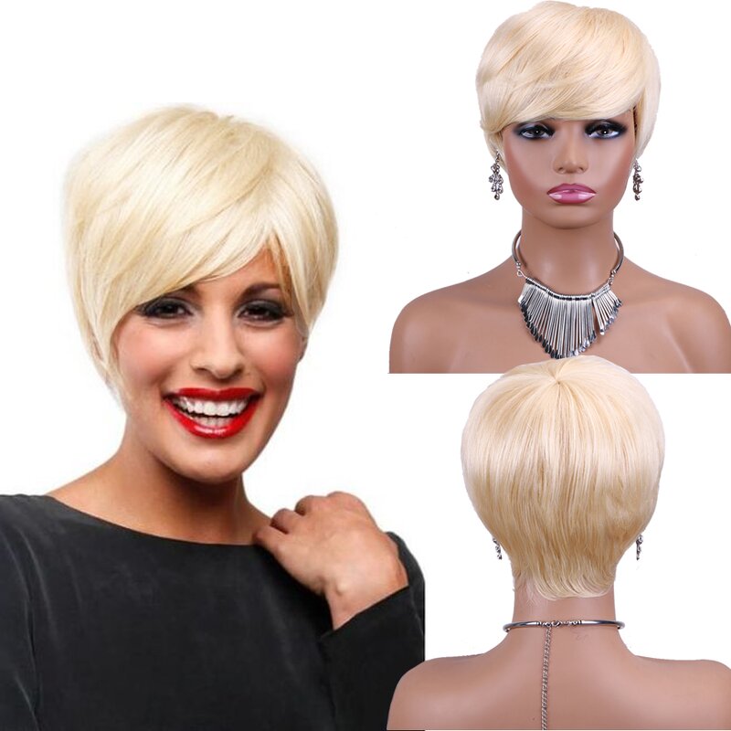 Human Hair Wig Manufacturer - OEM/ODM Custom Short Cut Blonde Human Hair Wig 613 Color