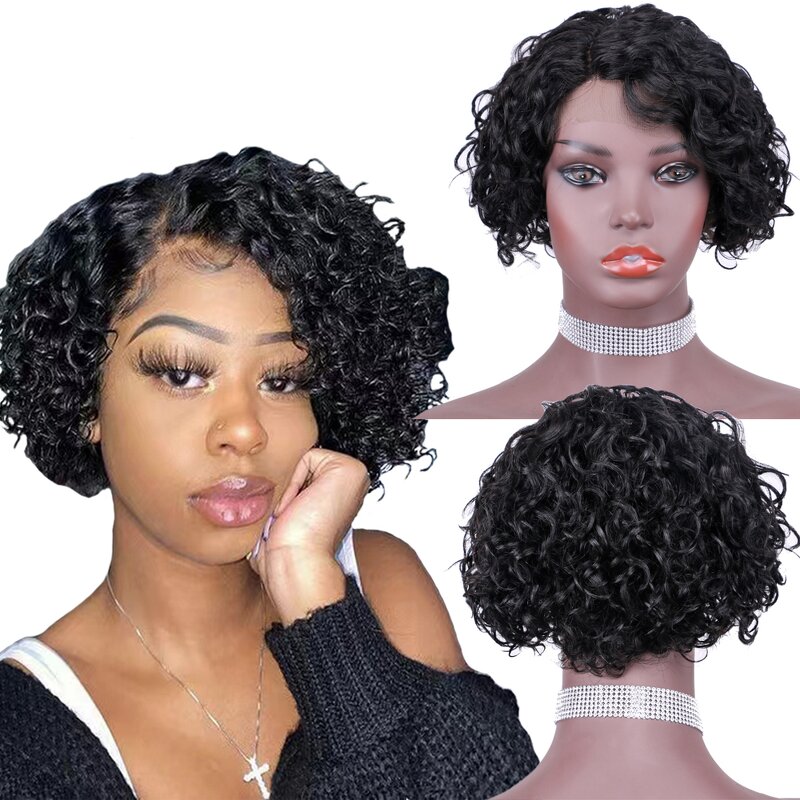 Pixie Kinky Curly Wig Manufacturer - OEM/ODM Custom 13x4 Lace Frontal Pixie Kinky Curly Brazilian Human Hair Wig