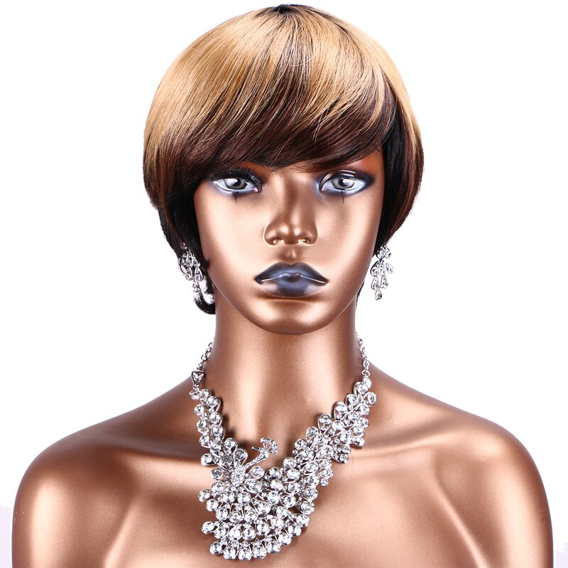 Brazilian Human Hair Wig Factory - OEM/ODM Custom Ombre Color Golden Straight Brazilian Human Hair Wig