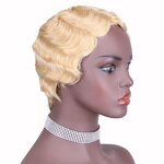 Pixie Cut Wig Manufacturer - OEM/ODM Custom Short Wavy Brazilian Hair Wig with Bangs